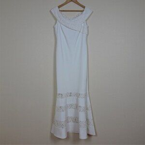 Ralph Lauren Off Shoulder Gown Women's Size 8 Wedding Formal Lace Trim